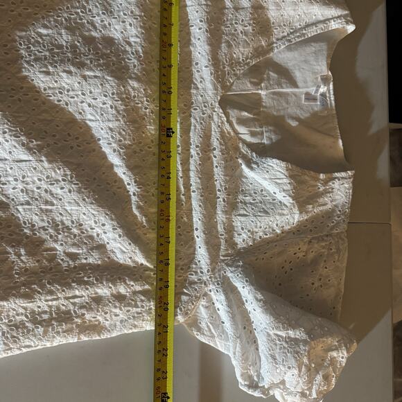 Draper James Eyelet Blouse XL Cottagecore Prairie Coastal Top Puff Sleeve - Picture 9 of 9